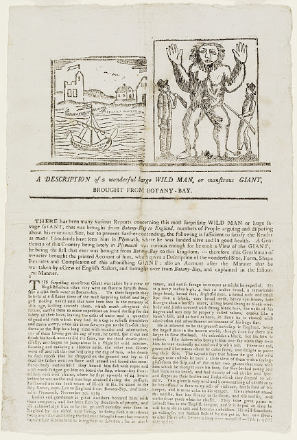 Noticia del siglo XVIII sobre un supuesto gigante capturado en Australia