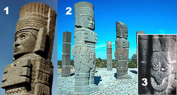 Esculturas en localidad de Tula, México. Atribuidas a antiguos seres Atlantes.