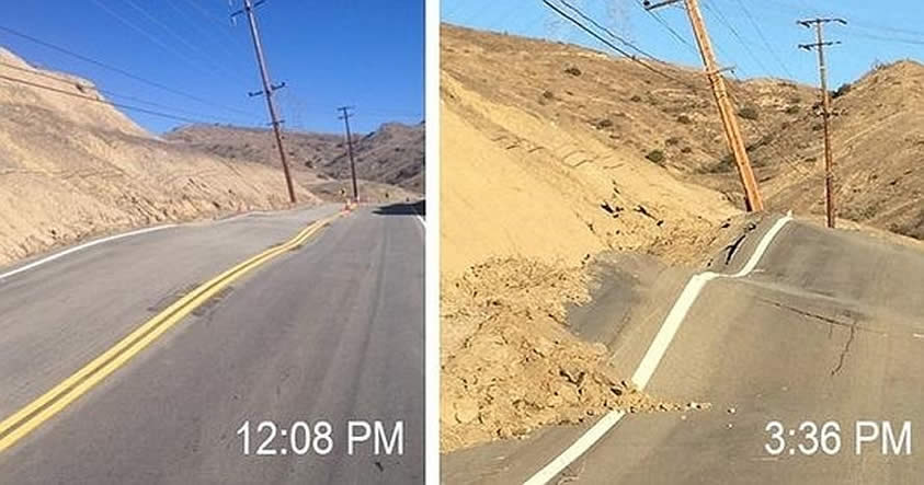 Una carretera en California se “dobla” y “deforma” en solo unas horas
