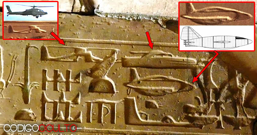 «Máquinas voladoras» representadas en templo del antiguo Egipto