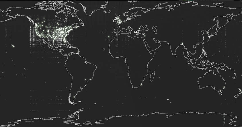 El Mapa OVNI más reciente: Más de 18.000 avistamientos en todo el mundo