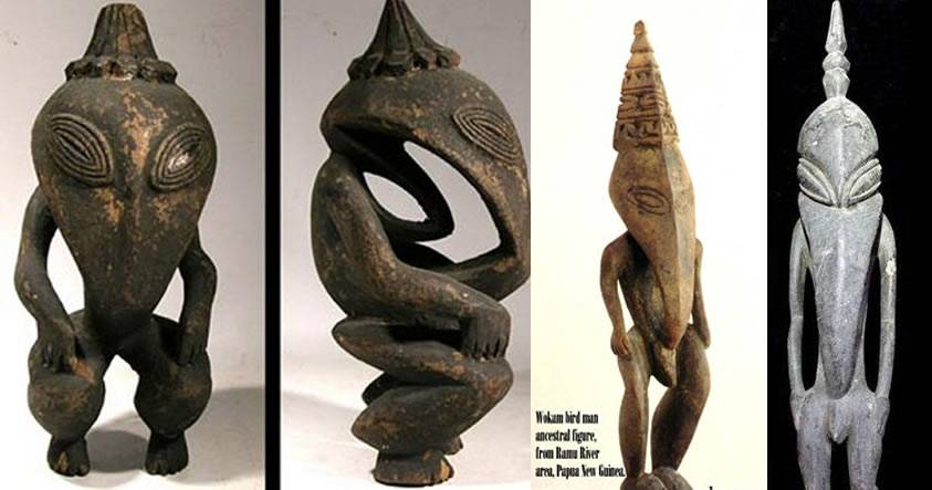 Antiguos extraterrestres en Nueva Guinea: Extrañas figuras de seres desconocidos