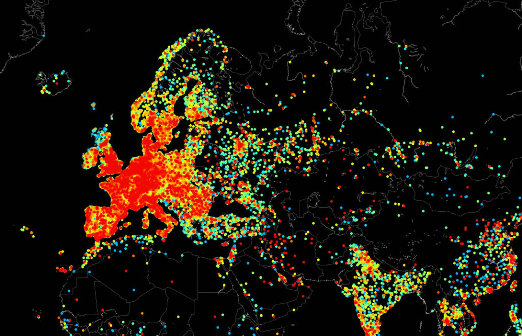 Mapped show. Global Ping Map.