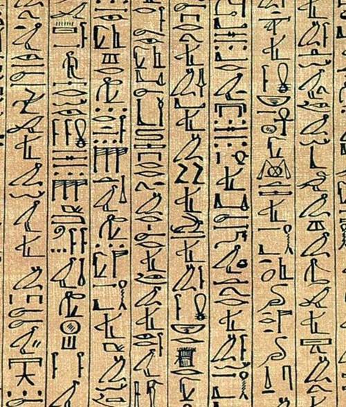Sección del Papiro de Ani escrita en jeroglíficos cursivos.