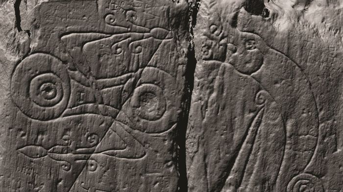Una imagen de barrido con láser de los símbolos pictos talladas.