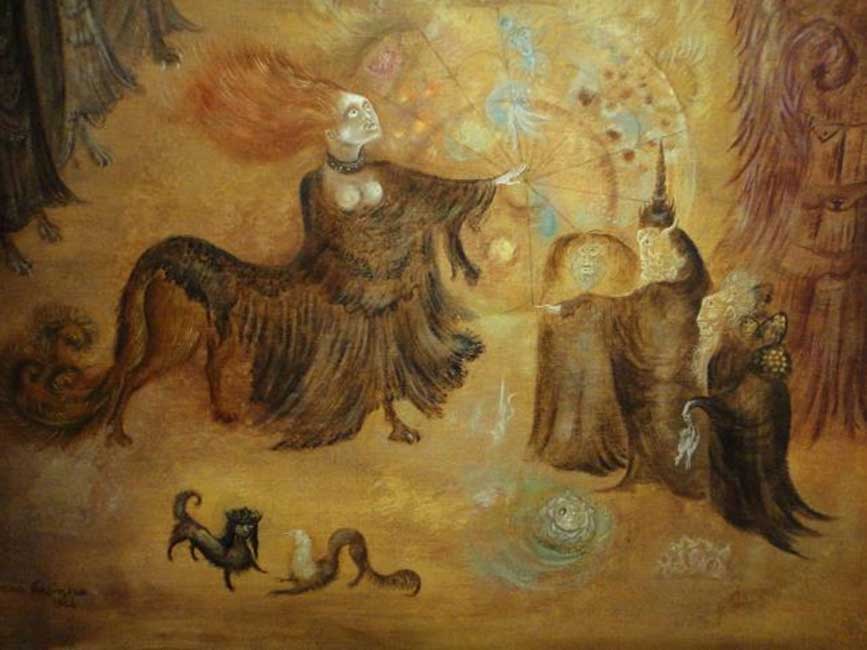 «Crisopea de María la Judía» (1964), óleo de Leonora Carrington.