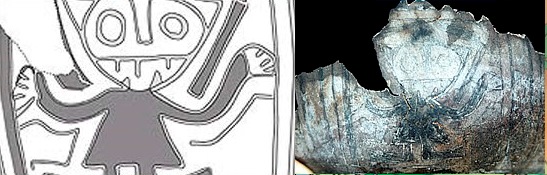 Fragmento de mate con la figura de Wiracocha hallada en Caral