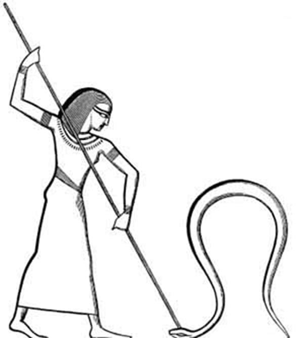 Diosa egipcia dominando la energía de la serpiente