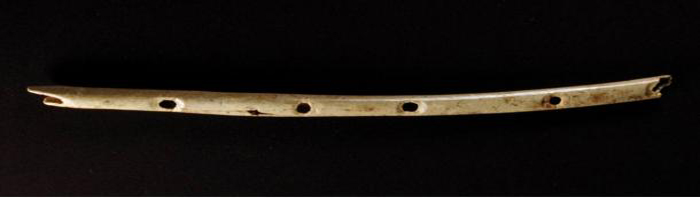 Los científicos dicen que esta flauta de hueso encontrada en la cueva de Hohle Fels se remonta aproximadamente a 43.000 años.