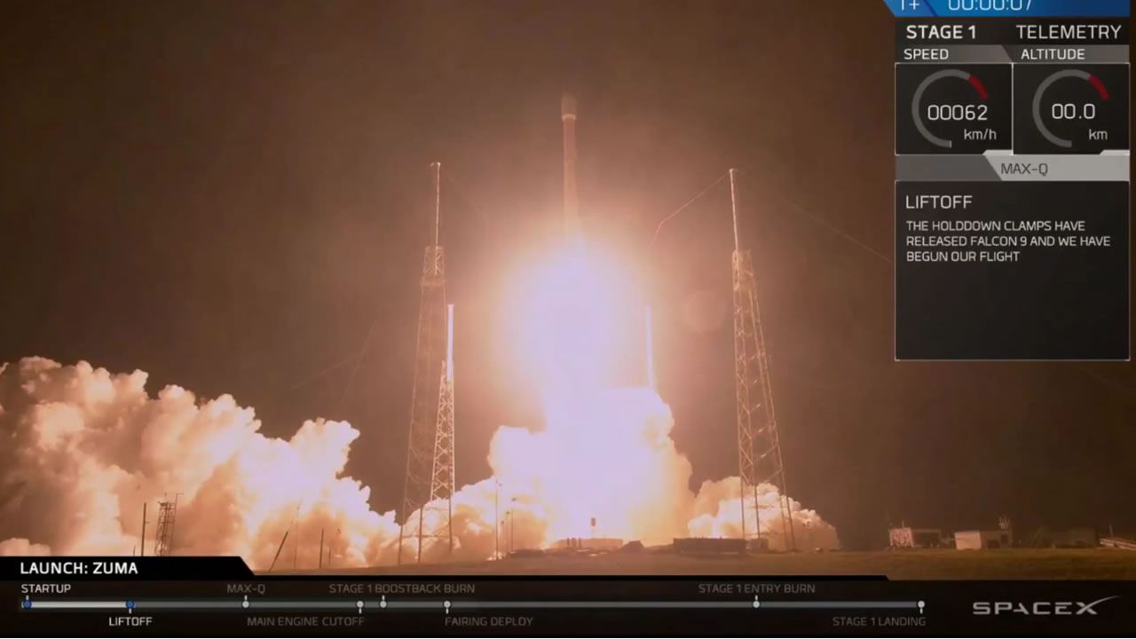 Zuma: SpaceX lanza misión secreta al espacio para el Gobierno de EE.UU.