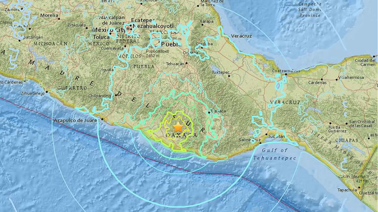 Fuerte terremoto de escala 7.2 sacude zonas centro y sur de México
