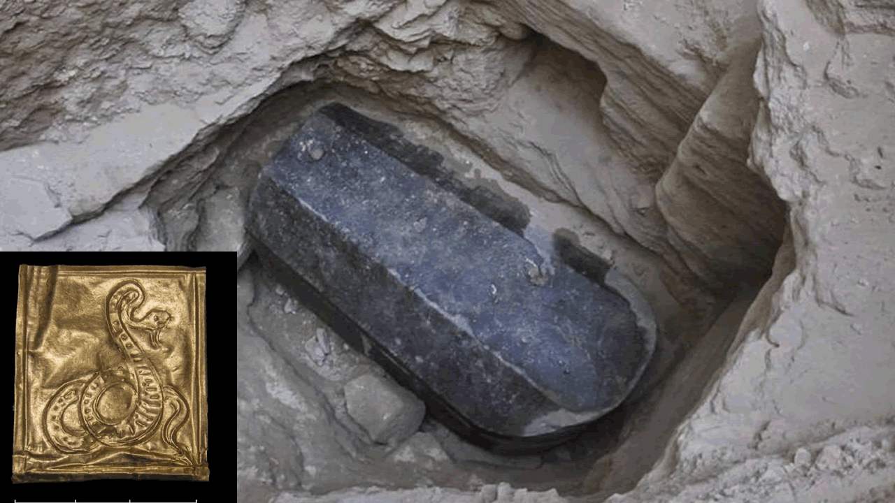 El sarcófago negro de Alejandría también posee algunas inscripciones de oro
