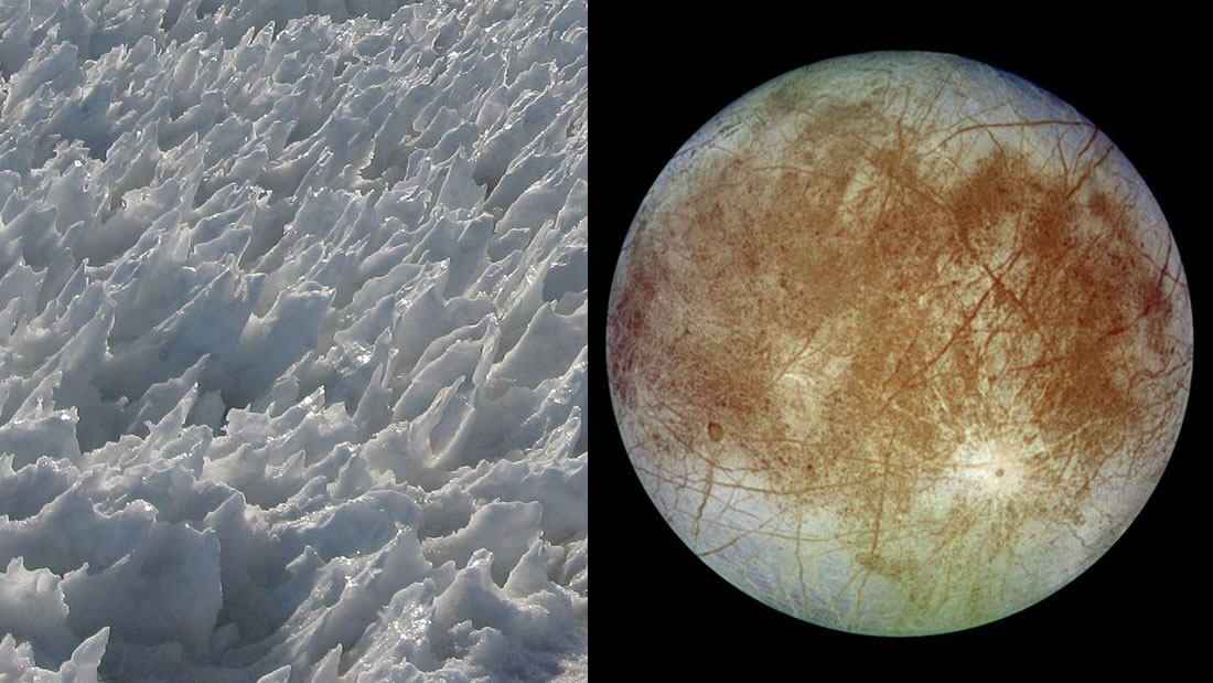 «Cuchillas» de hielo de 15 metros impedirían aterrizar en luna Europa