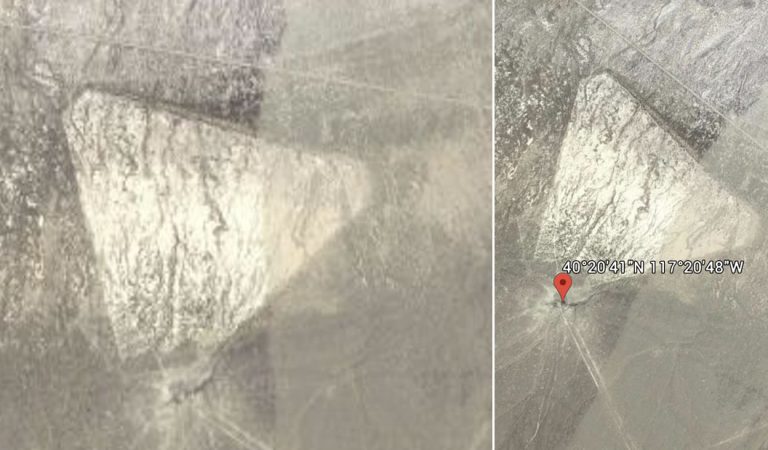 Hallan una extraña y gigantesca forma triangular en el desierto de Nevada Hallan una extraña y gigantesca forma triangular en el desierto de Nevada