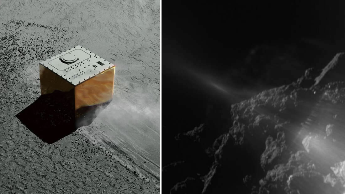 Nave espacial Hayabusa-2 devuelve imágenes del tercer rover en descender en un asteroide