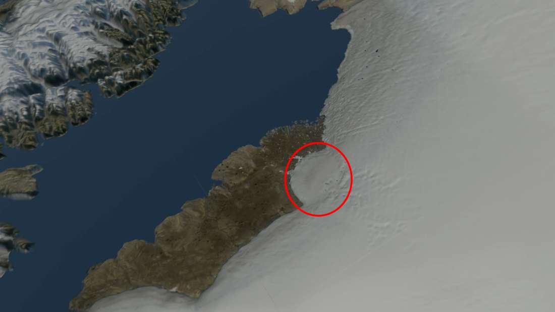Hallan un cráter del tamaño de una ciudad en Groenlandia y causado por un asteroide