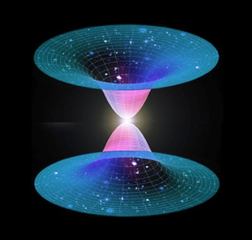 Representación artística de la transición de agujero negro a blanco. Usando la gravedad cuántica de bucles, Ashtekar, Olmedo y Singh predicen que los agujeros negros se convierten en agujeros blancos