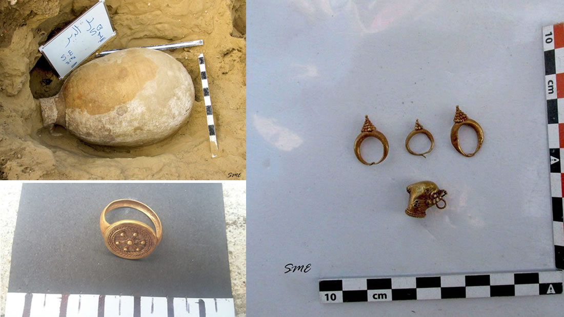 Hallan sarcófagos y anillos de oro en Egipto pertenecientes al período romano