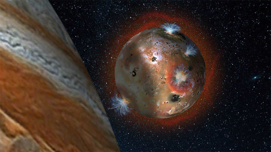 Misión Juno captura imágenes de penachos volcánicos en la luna Io de Júpiter