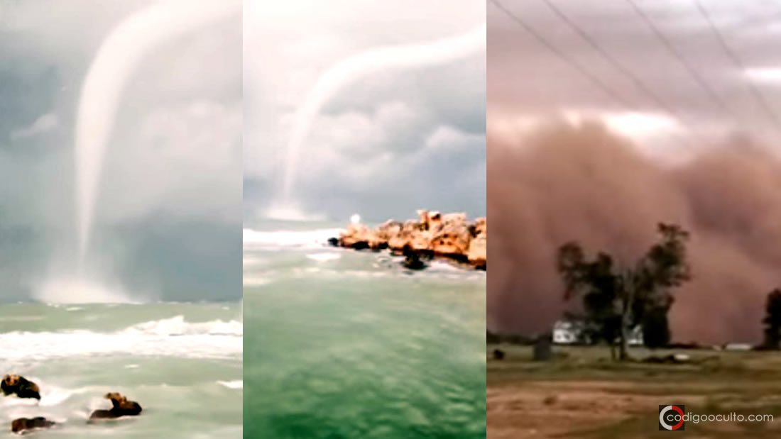 Una gigantesca tromba marina aparece en Chipre y una colosal tormenta de arena golpea Australia