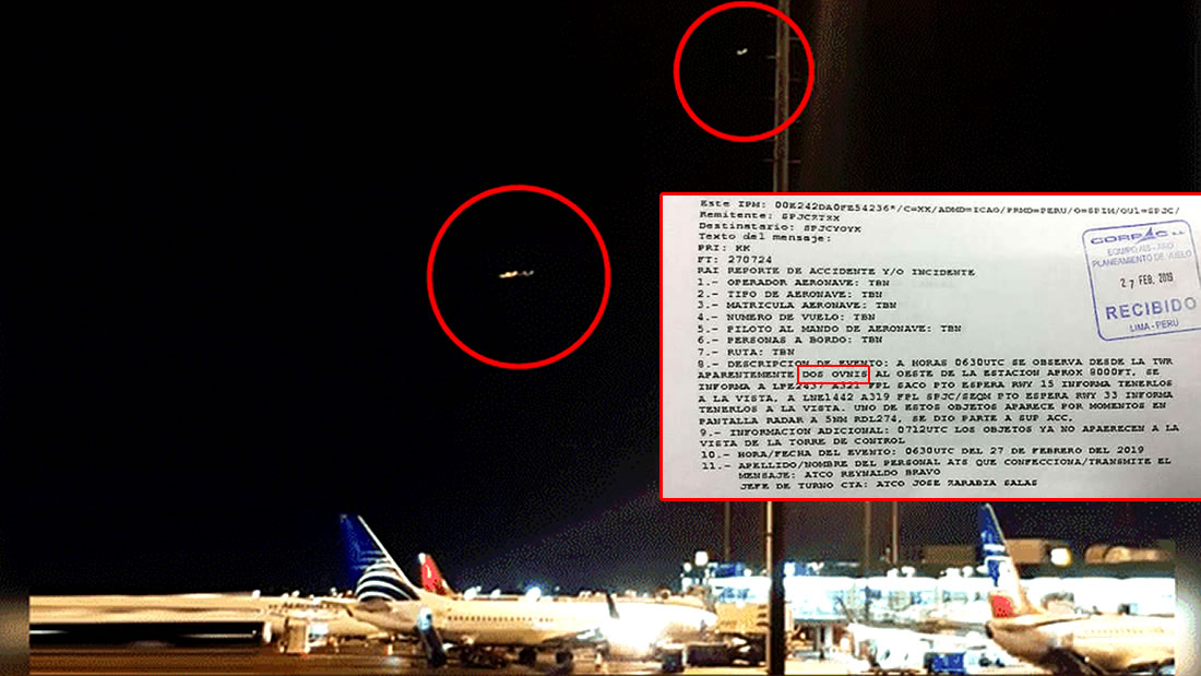 Aeropuerto de Perú reporta que dos OVNIs estuvieron durante una hora sobre una pista de aterrizaje