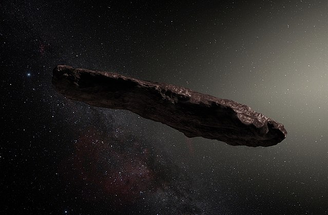 Representación artística del objeto interestelar Oumuamua, estudiado por Avi Loeb