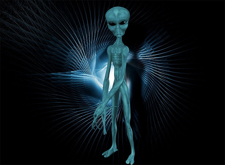 Ilustración de un alienígena de los «Grises», descrito por los abducidos
