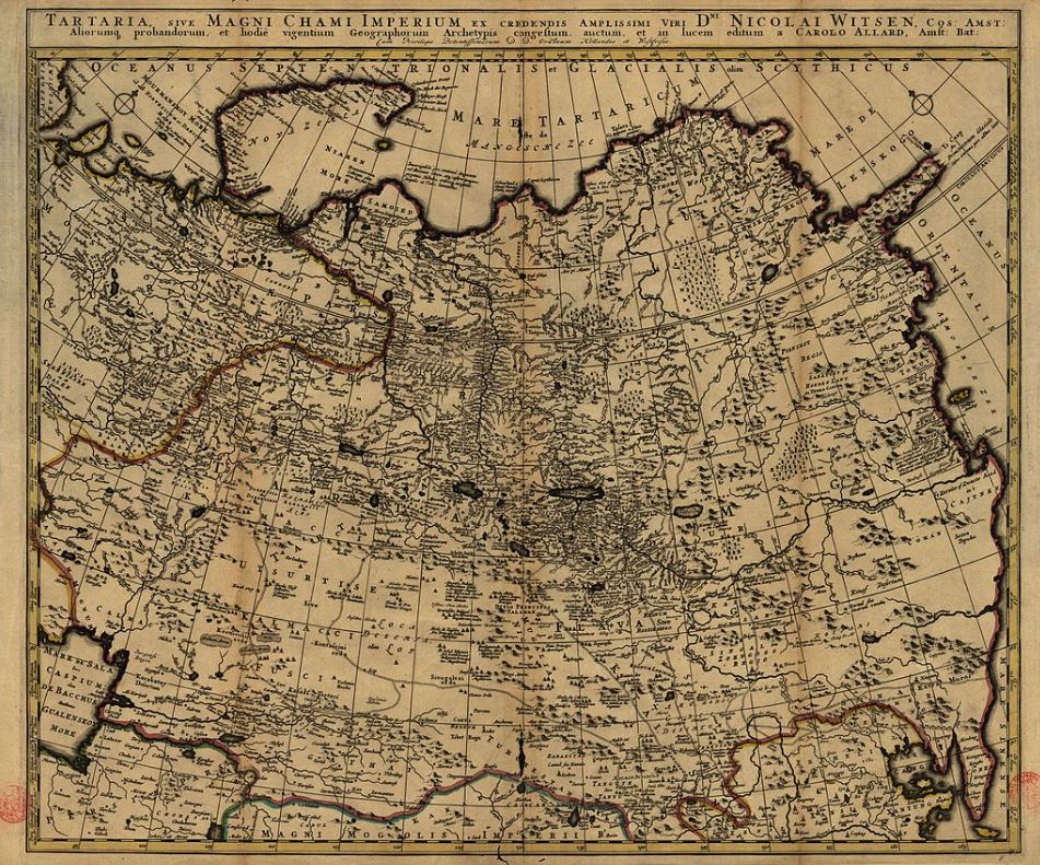 En 1705 Nicolaes Witsen, burgomaestre de Ámsterdam, publicó este mapa de Tartaria (Tierra de los tártaros