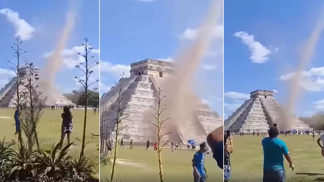 Un tornado sorprende a turistas en Chichén Itzá en pleno equinoccio de primavera (Vídeo)