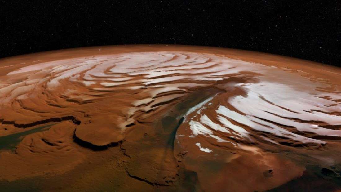 Hallan una gigantesca capa de hielo bajo el Polo Norte de Marte