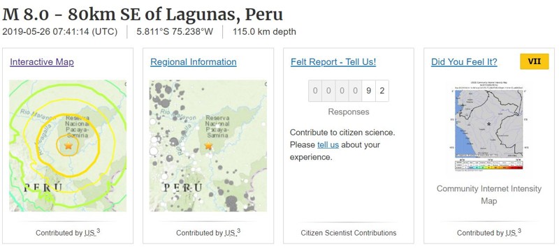 Terremoto de 8 grados golpea a Perú y parte de Brasil, Colombia y Ecuador