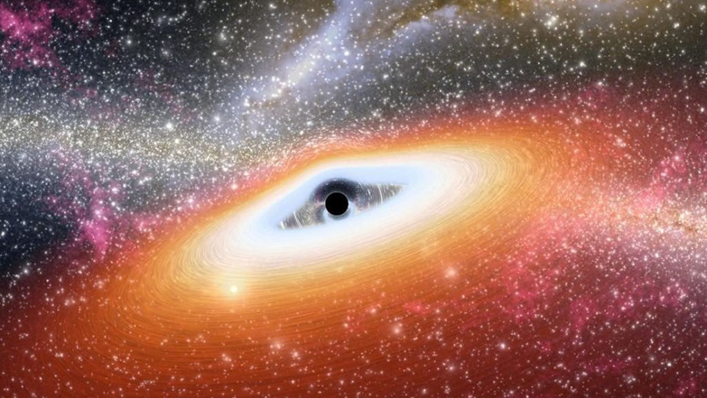 Representación artística de un agujero negro supermasivo