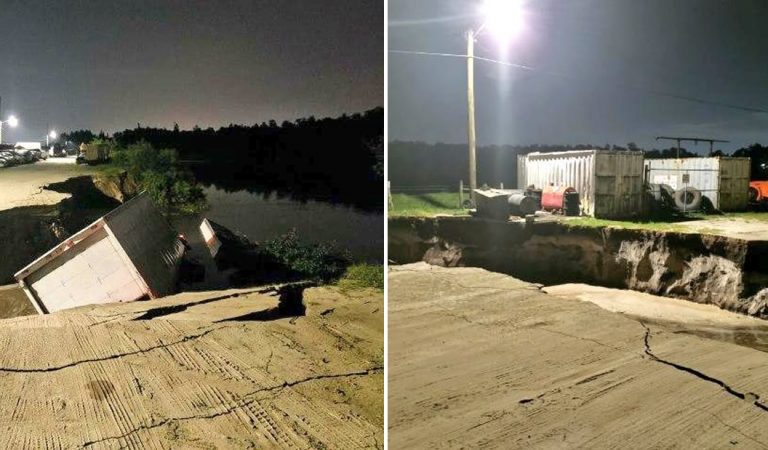 Un agujero de 30 metros se abre en Florida y se «traga» varios camiones Un agujero de 30 metros se abre en Florida y se «traga» varios camiones