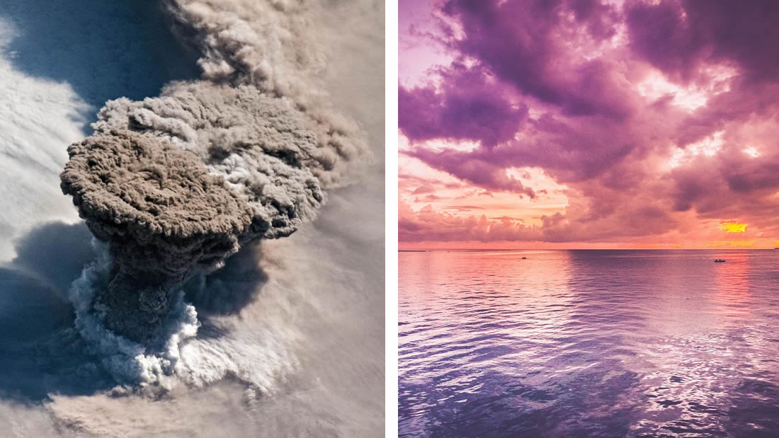 Volcán ruso hace erupción y convierte los cielos en púrpura en casi todo el mundo