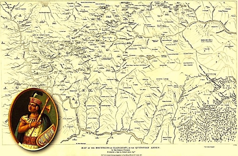 Mapa mostrando el tesoro perdido de Atahualpa