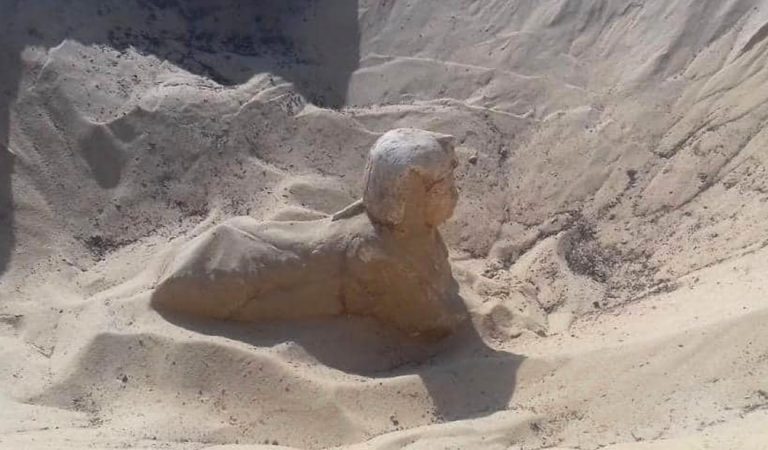 Una nueva Esfinge es descubierta al sur de El Cairo en Egipto Una nueva Esfinge es descubierta al sur de El Cairo en Egipto