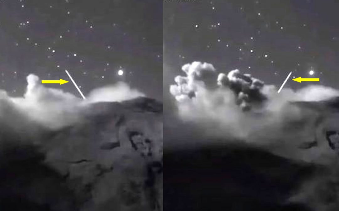Cámara en vivo captura dos «objetos luminosos» entrando al volcán Popocatépetl, México (VÍDEO)