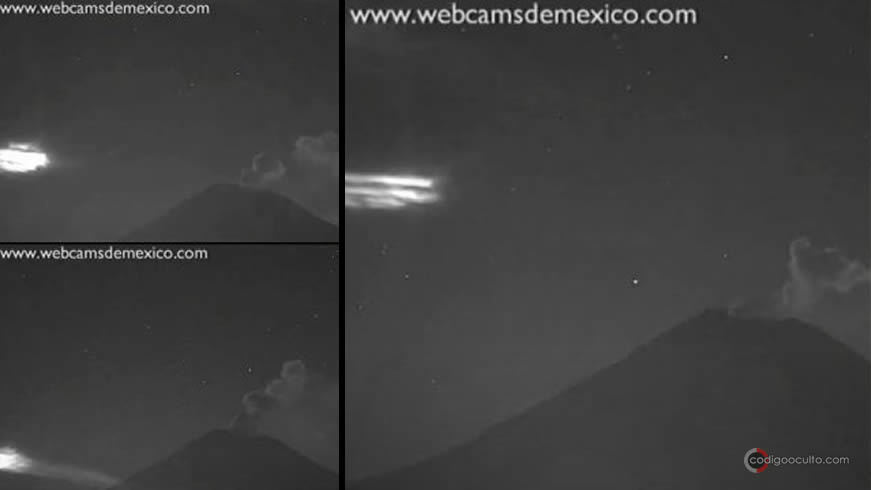 Extraña luz intensa desciende cerca del volcán Popocatépetl 