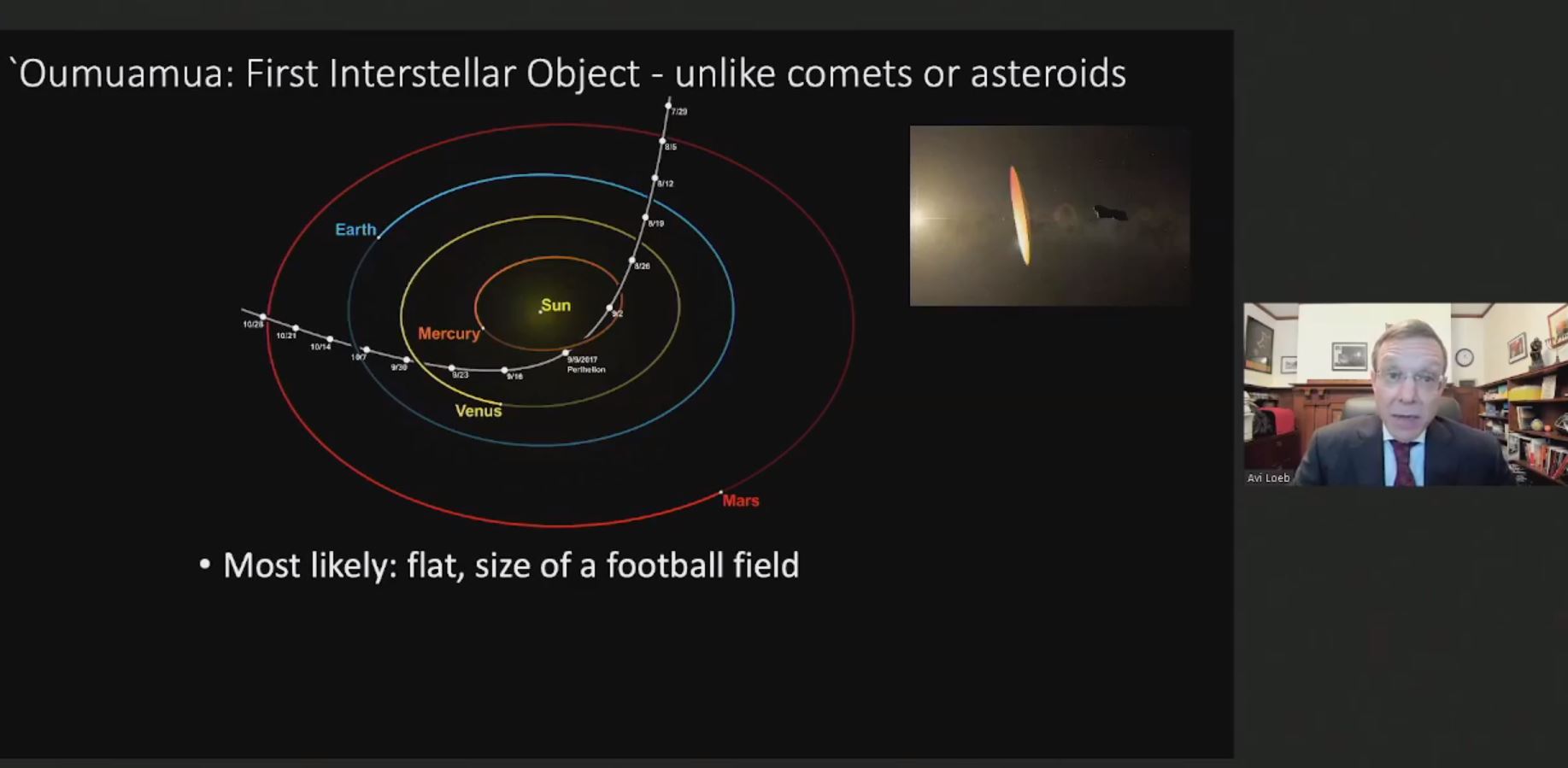 Parte de la presentación realizada de Proyecto Galileo con una exposición del astrónomo Avi Loeb