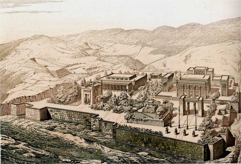 Imagen idelizada de Persépolis, por Charles Chipiez (1884)