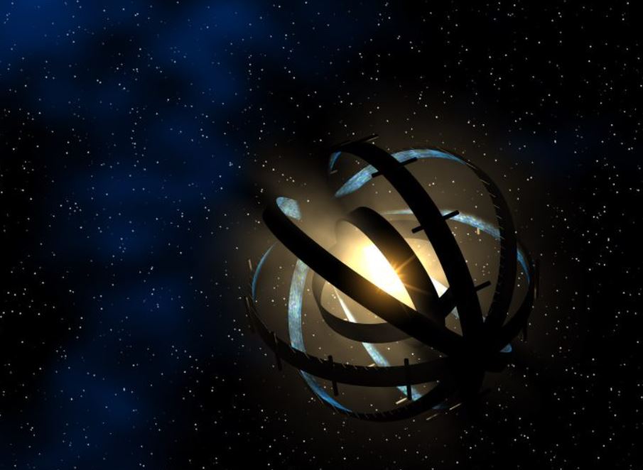 Representación artística de una esfera de Dyson, que atraparía la energía emitida por una estrella