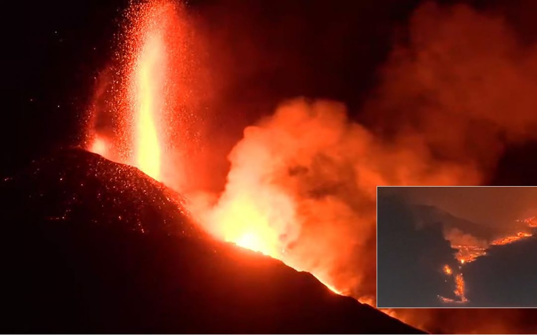 Lava del volcán de isla La Palma finalmente llega al mar generando gases tóxicos
