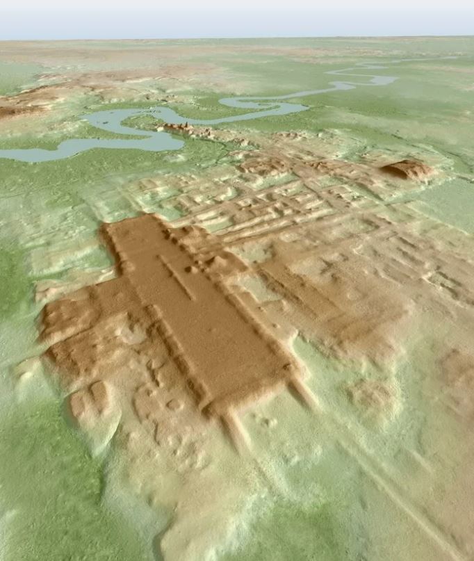 Imagen 3D del sitio de Aguada Fénix basada en LIDAR