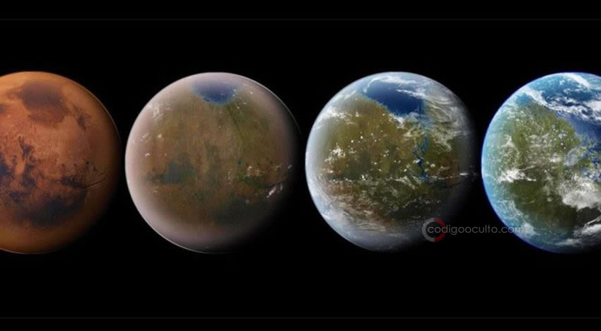 Una vista del posible Marte con agua en el remoto pasado