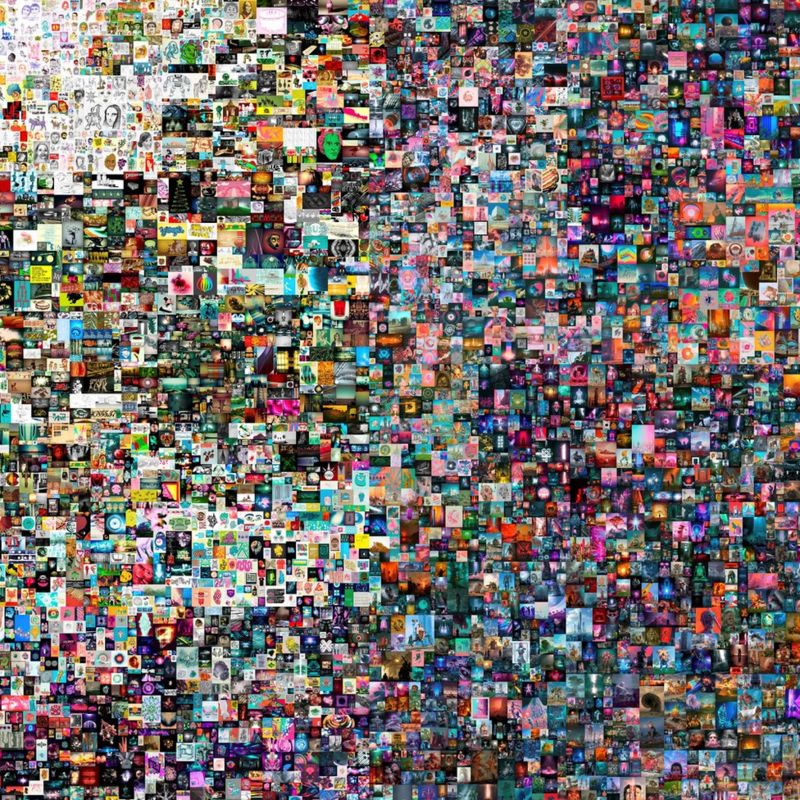 Collage de las 5.000 piezas de arte realizadas por Beeple y que se vendió por millones