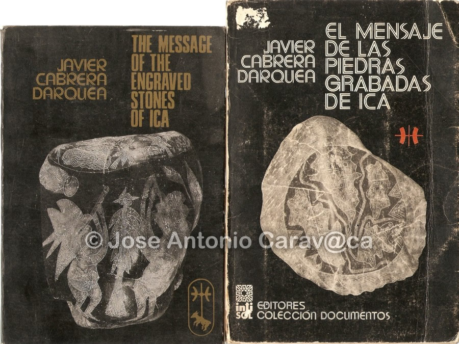 El Dr. Cabrera publicó un heterodoxo libro “El mensaje de las piedras grabadas de Ica” (1976) donde recogía todas sus investigaciones sobre las piedras de Ica además de aportar su personal interpretación de las mismas, adjudicándoles un origen extraterrestre.