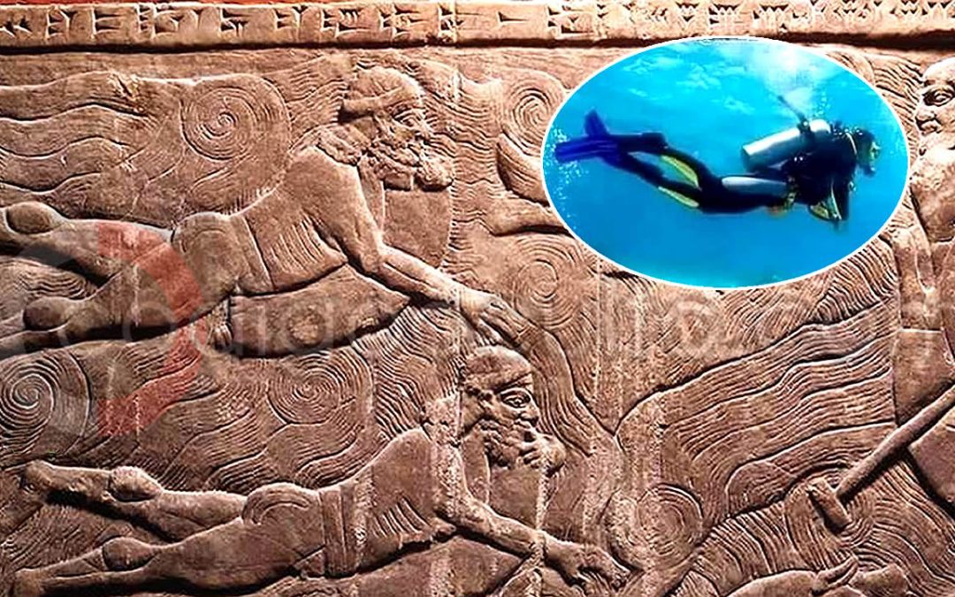 Los antiguos relieves asirios que muestran nadadores con artefactos para bucear