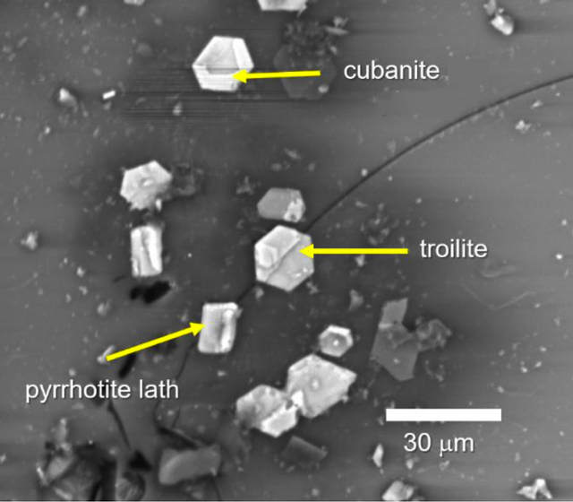 Minerales hallados en las muestras de vidrio