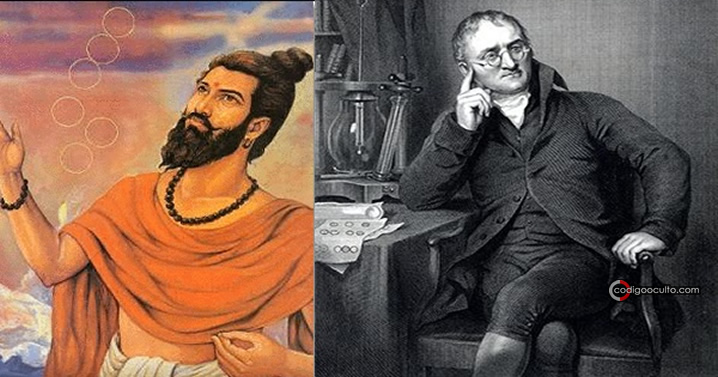 Acharya Kanad (izquierda) y John Dalton