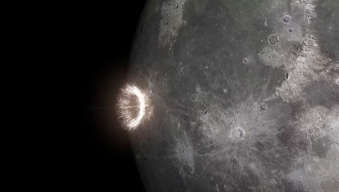 Animación de la colisión de un asteroide en la Luna